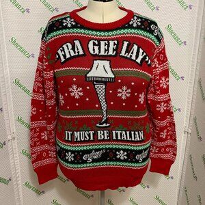 Ugly Christmas Story Sweater Spencer’s Fra Gee Lay Leg Lamp Red MENS Womens XL